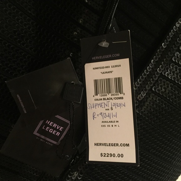 SOLD Herve Leger Leather Sequin Lilykate Dress - Picture 5 of 5